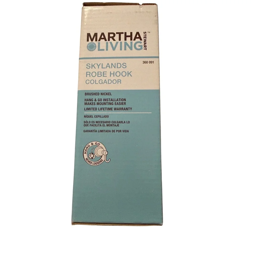 Martha‎ Stewart Living Skylands Robe Hook Brushed Nickel 360 091 Wall Mount NEW